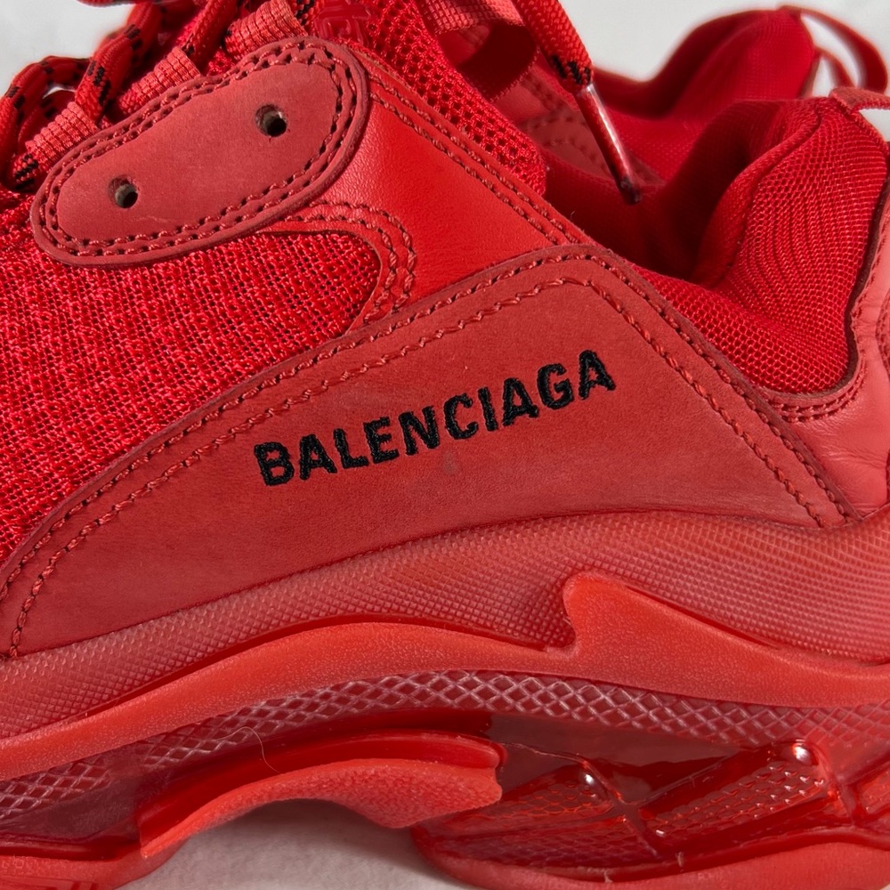 BALENCIAGA Red Triple S Sport Mens Sneakers Marked as 7US - Picture 7 of 17